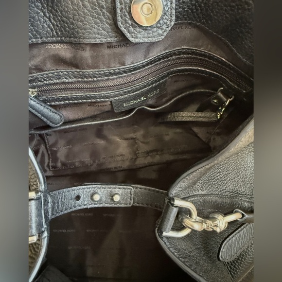 Black Michael Kors Brooklyn Shoulder Bag Purse Silver Grommets Removable Strap - Picture 13 of 13